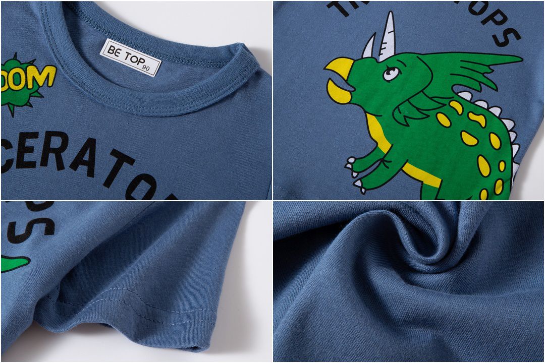 純棉短袖上衣-三角龍-杏色