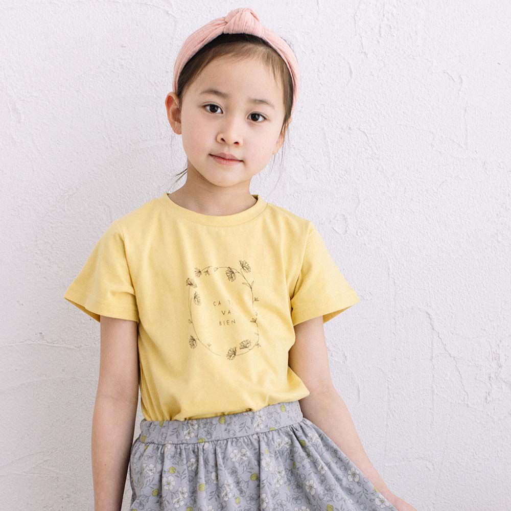 日本 ma lalumiere store - 100%棉 手繪風印花短袖上衣-海鷗-米白