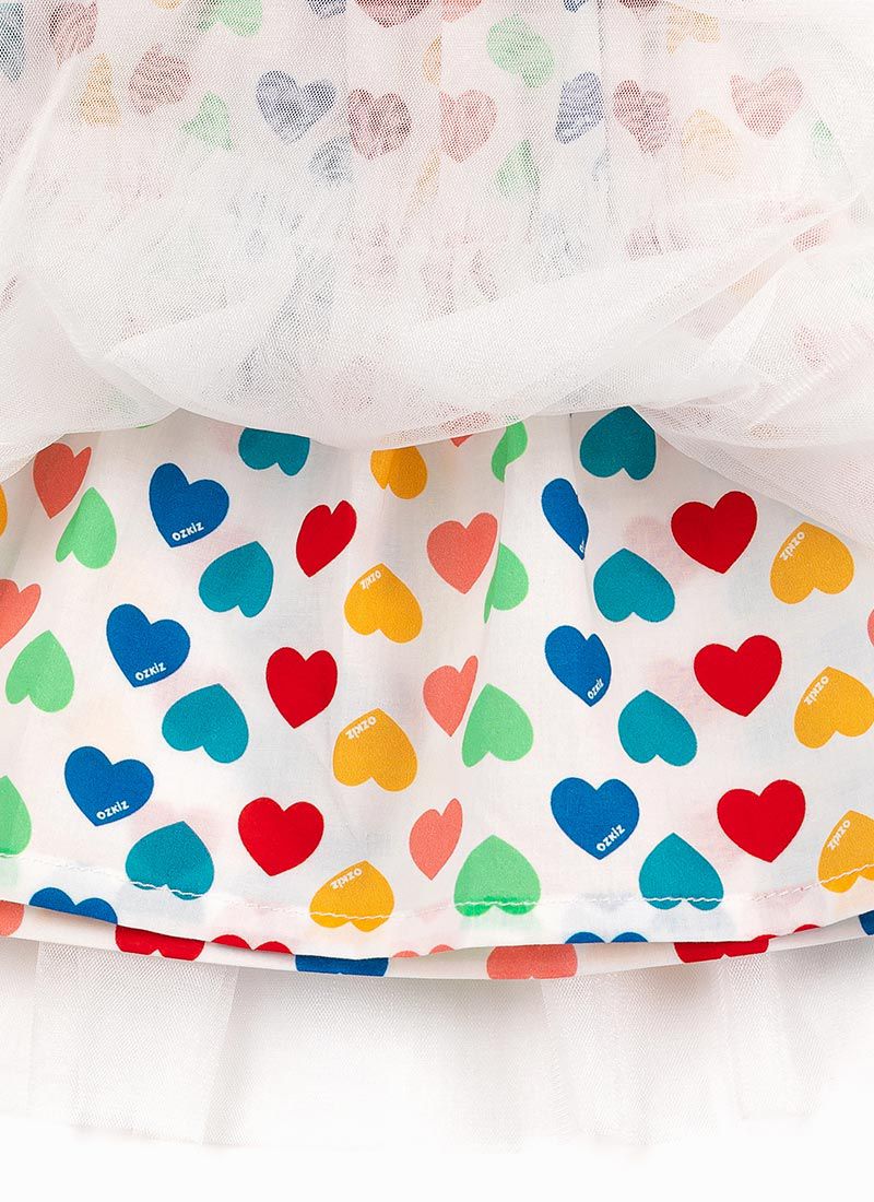 韓國 OZKIZ - 彩色愛心雙層網紗裙