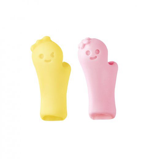 日本文具 SONIC - QQ麻糬兒童輔助握筆器2件組-右手專用-藍x白