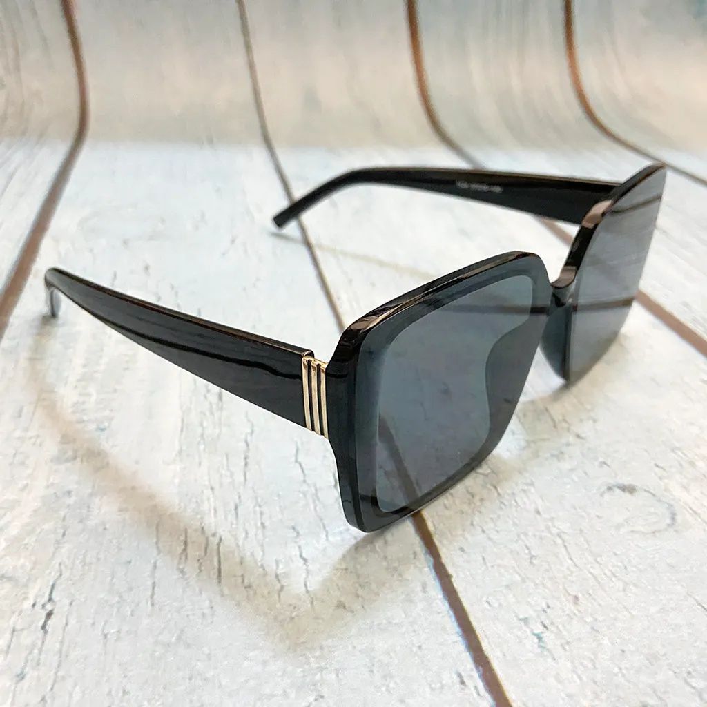 ALEGANT - 韓版微光焦點黑透視感方框墨鏡│UV400太陽眼鏡