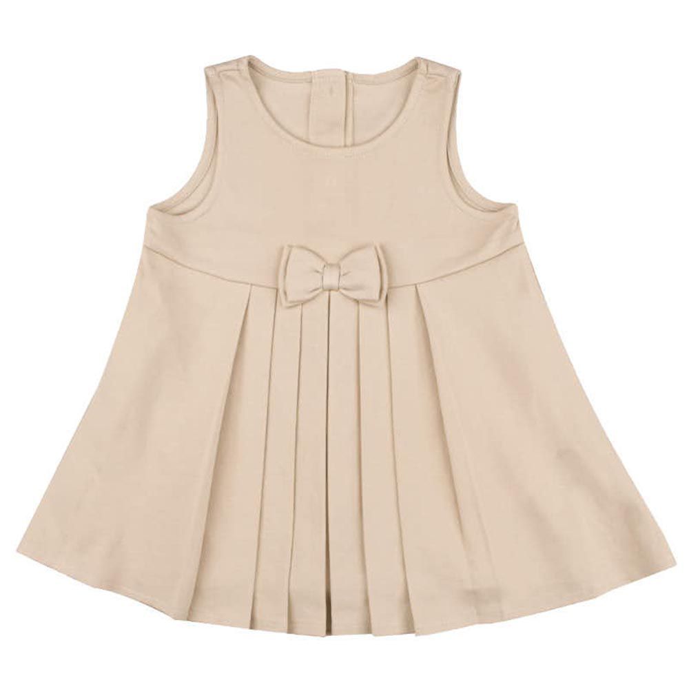 百褶洋裝 素面-淺卡其 (90cm)