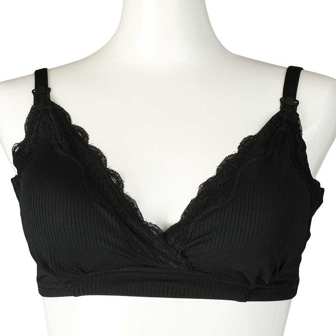 akachan honpo - 自然服貼胸罩 豐滿型-羅紋-黑色