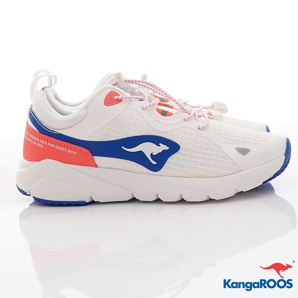 KangaROOS - 美國袋鼠鞋女段束口設計 防潑水跑鞋-運動鞋-白藍
