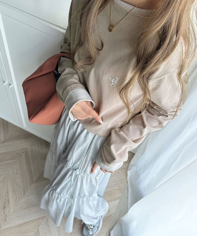 日本 Classical Elf - 素雅logo刺繡純棉薄長袖上衣-黑