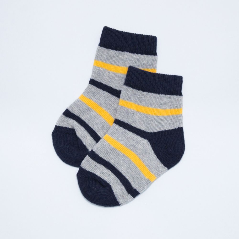 akachan honpo - 襪子-黃藍橫紋-黃色
