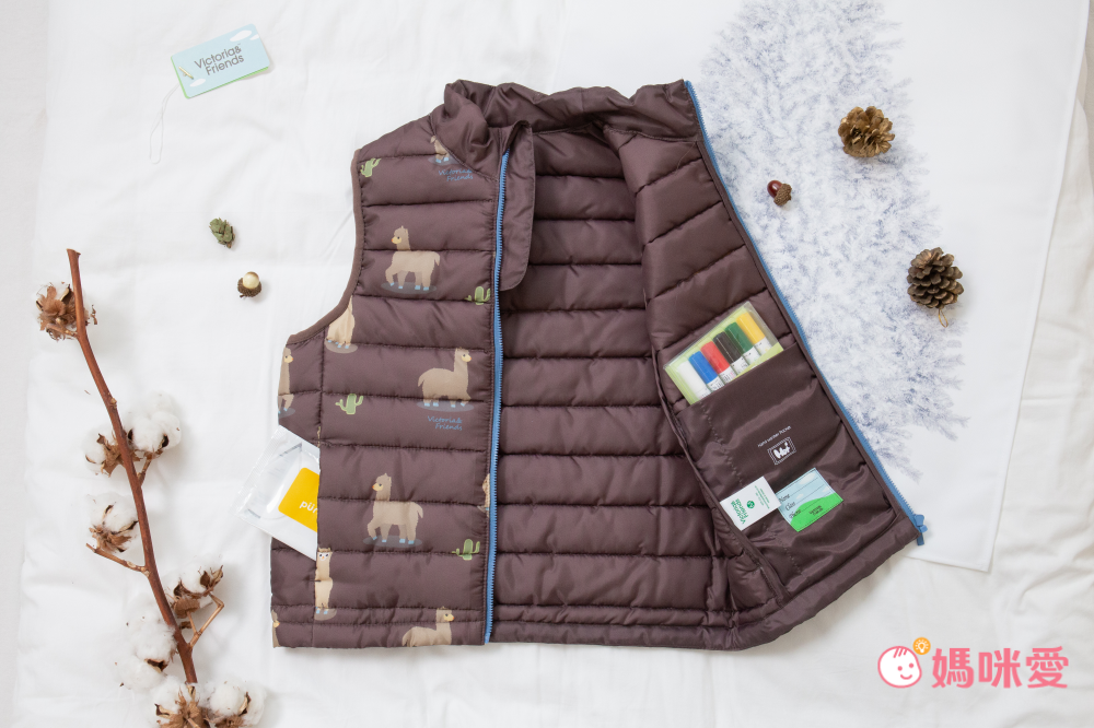 韓國 Victoria & Friends - 輕量鋪棉保暖背心-咖啡駱馬