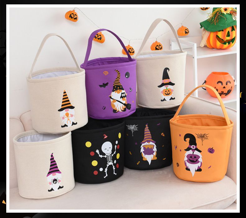 萬聖節糖果手提籃-南瓜女巫-白色