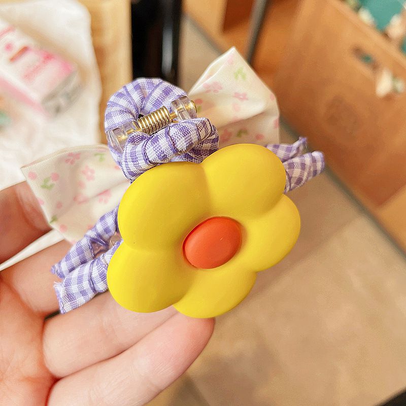 田園風碎花花朵爪夾-紫色花朵