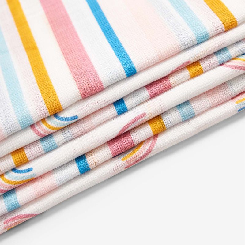 英國 JoJo Maman BeBe - 100% 純棉多功能細紗布包巾/小薄被/拍嗝巾/安撫巾 6入組 (60*60cm)-繽紛彩虹