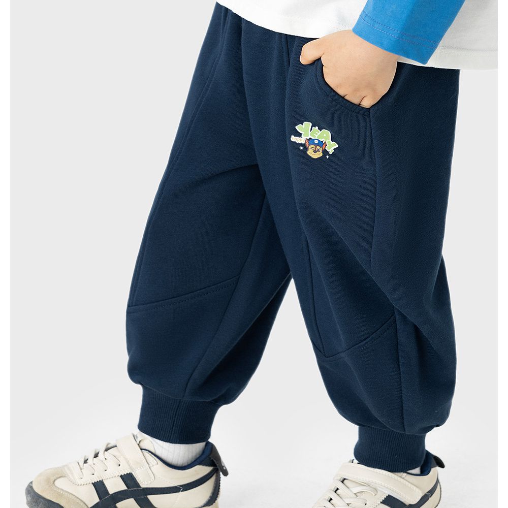 卡通汪汪隊耐磨彈性束口長褲-卡通人物阿奇-藏青