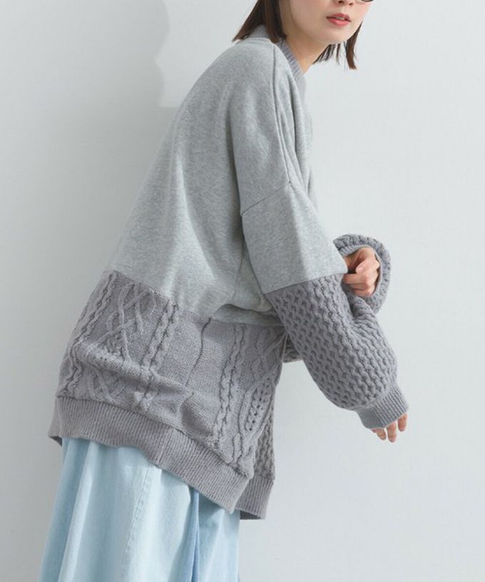 日本 Lupilien - 鬥牛犬印花粗針織拼接裏毛長袖上衣-酒紅