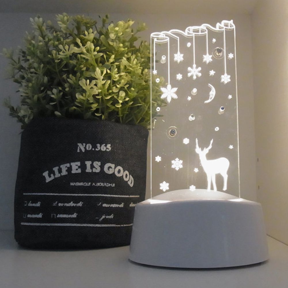 日本 TOYO CASE - LED 感應透明小檯燈-小鹿雪夜 (10.4x8.6x19.2cm)