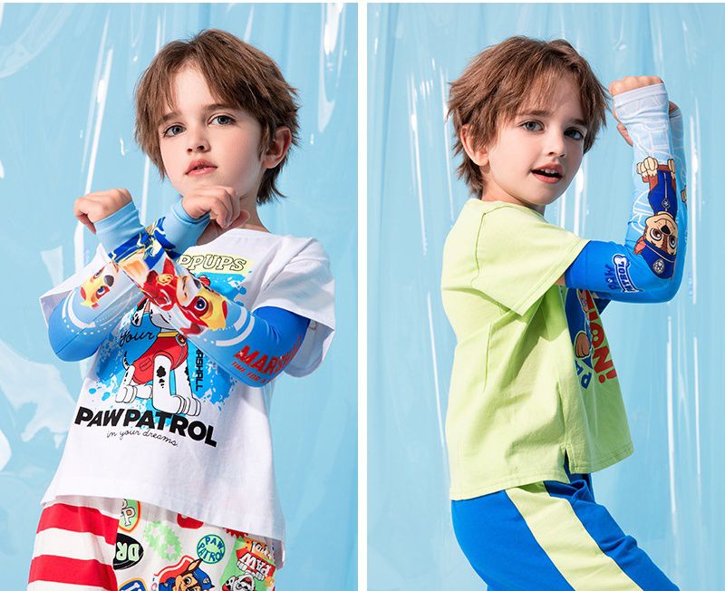 卡通汪汪隊冰絲兒童防曬袖套-卡通人物珠珠-紫色 (9x32x7.5cm)-漸層款