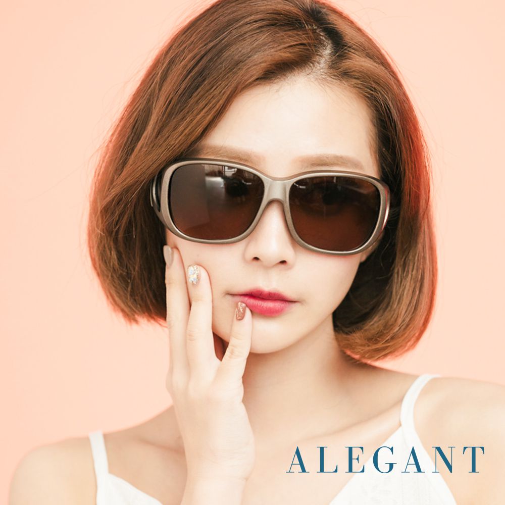 ALEGANT - 經典霧棕大鏡面全罩式偏光墨鏡│外掛式UV400太陽眼鏡包覆套鏡│車用太陽眼鏡│近視可戴外掛寶麗來墨鏡