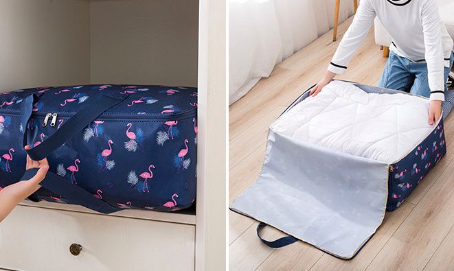 棉被收納提袋-淺藍白雲 (大51L（58*40*22cm）)