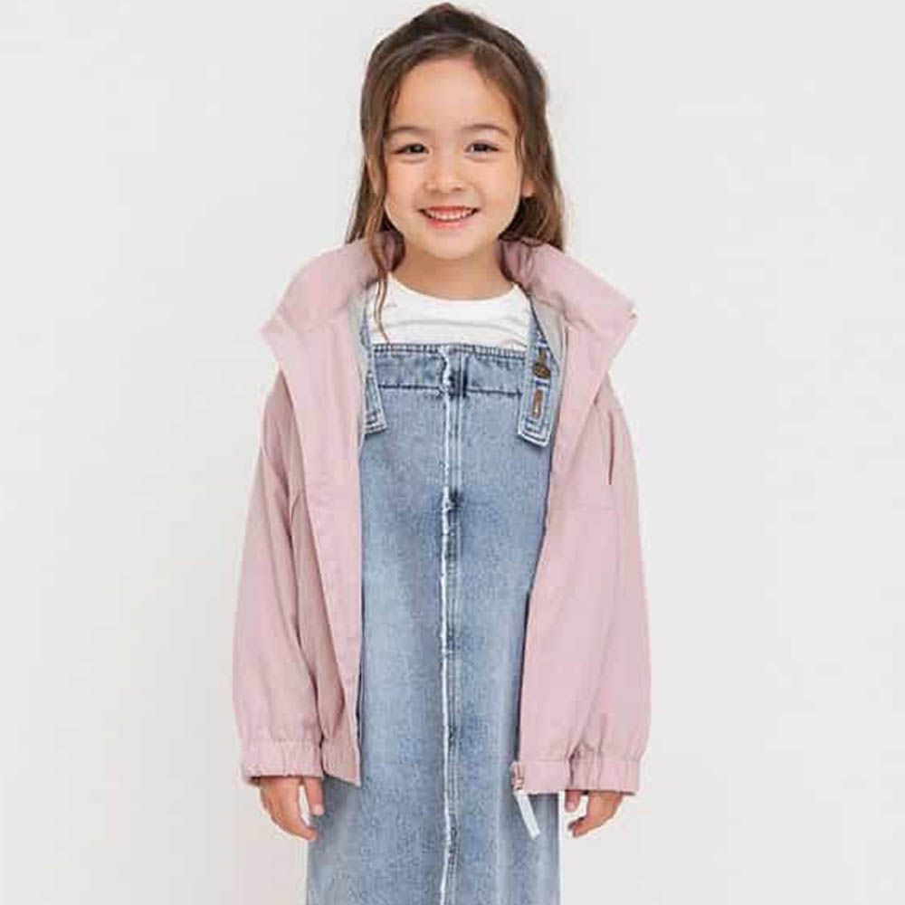 防潑水 輕量風衣外套(帽可收)-粉紅