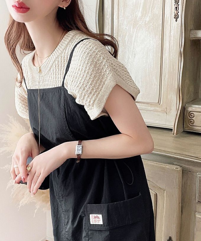 日本 Classical Elf - Java 休閒感抽繩口袋吊帶裙-淺卡其