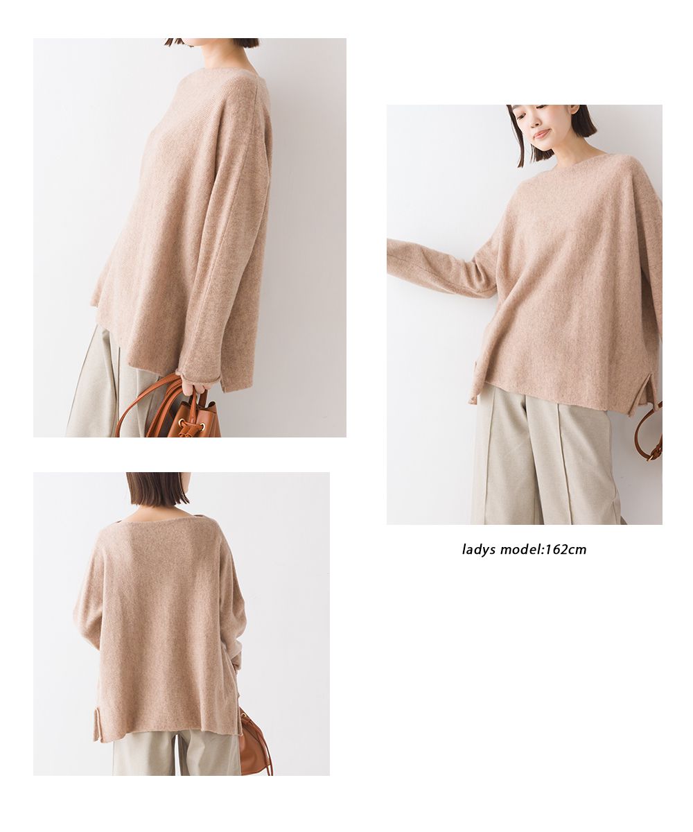 日本 OMNES - 50%羊毛顯瘦船領針織毛衣-海軍藍