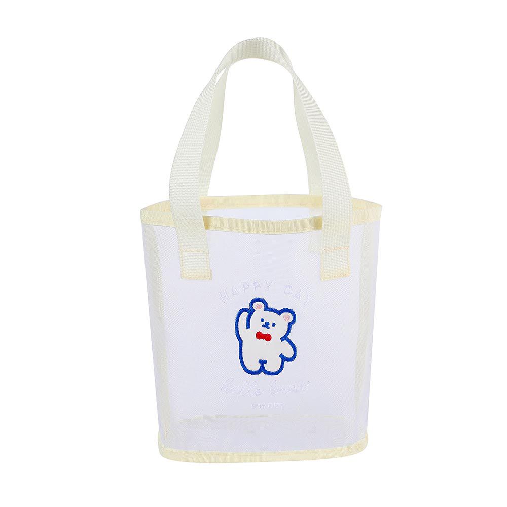 實用輕便手提網紗包/沙灘包-白色小熊 (16×19.5×10cm)