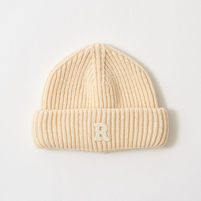 日本 b-ROOM - 秋冬定番 R徽章針織毛帽-紅 (50-52cm)