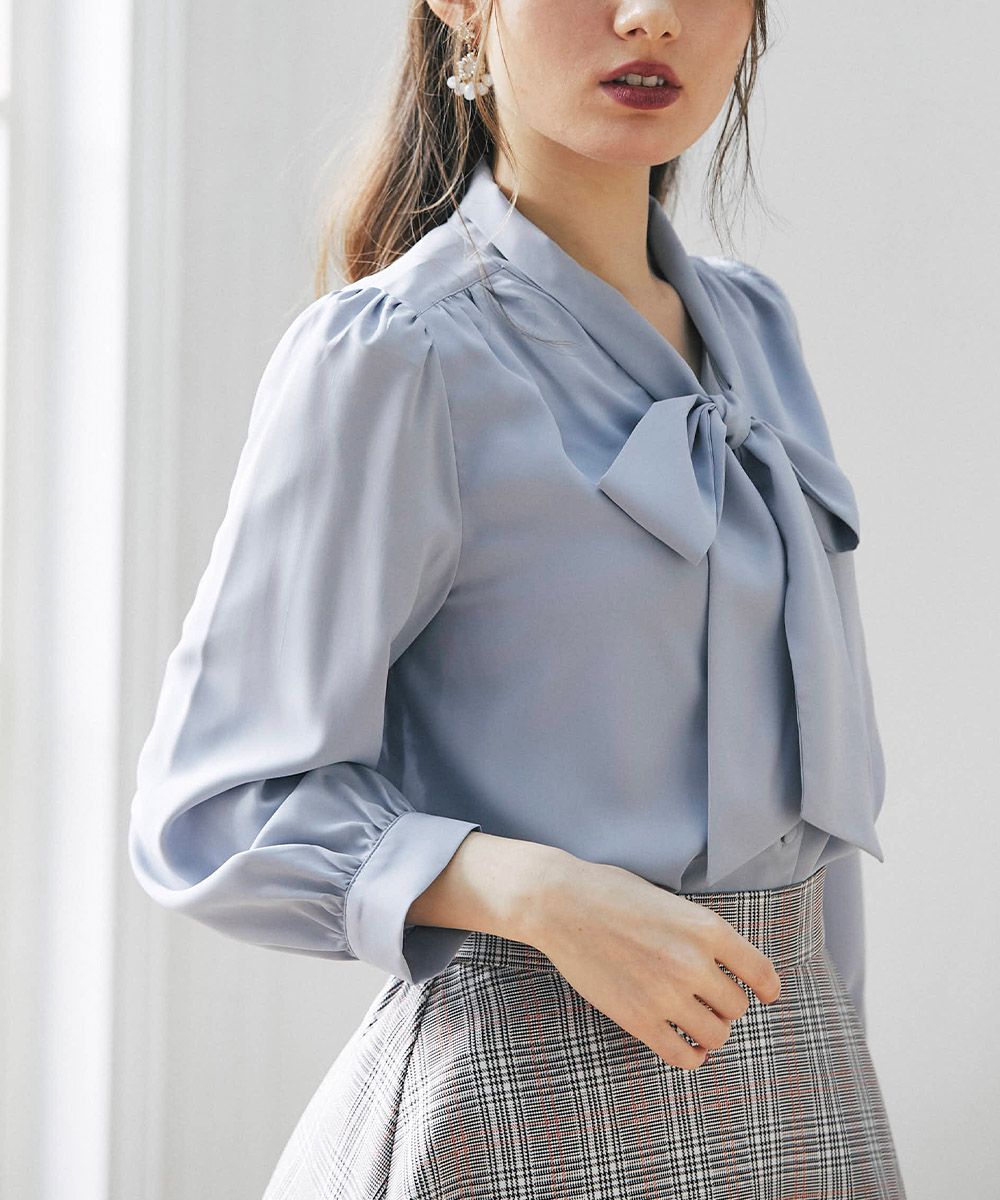 日本 tocco-closet - 蝴蝶紐結細針織上衣-天使白