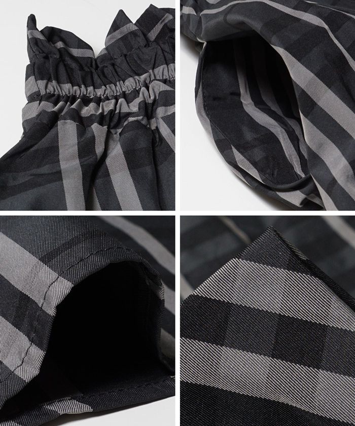 日本 COCA - 寬鬆格紋口袋長裙-咖啡 (［Long］長100cm)