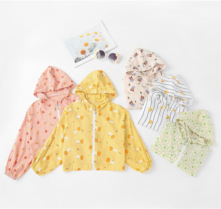 純棉連帽防曬外套-小貓-白色