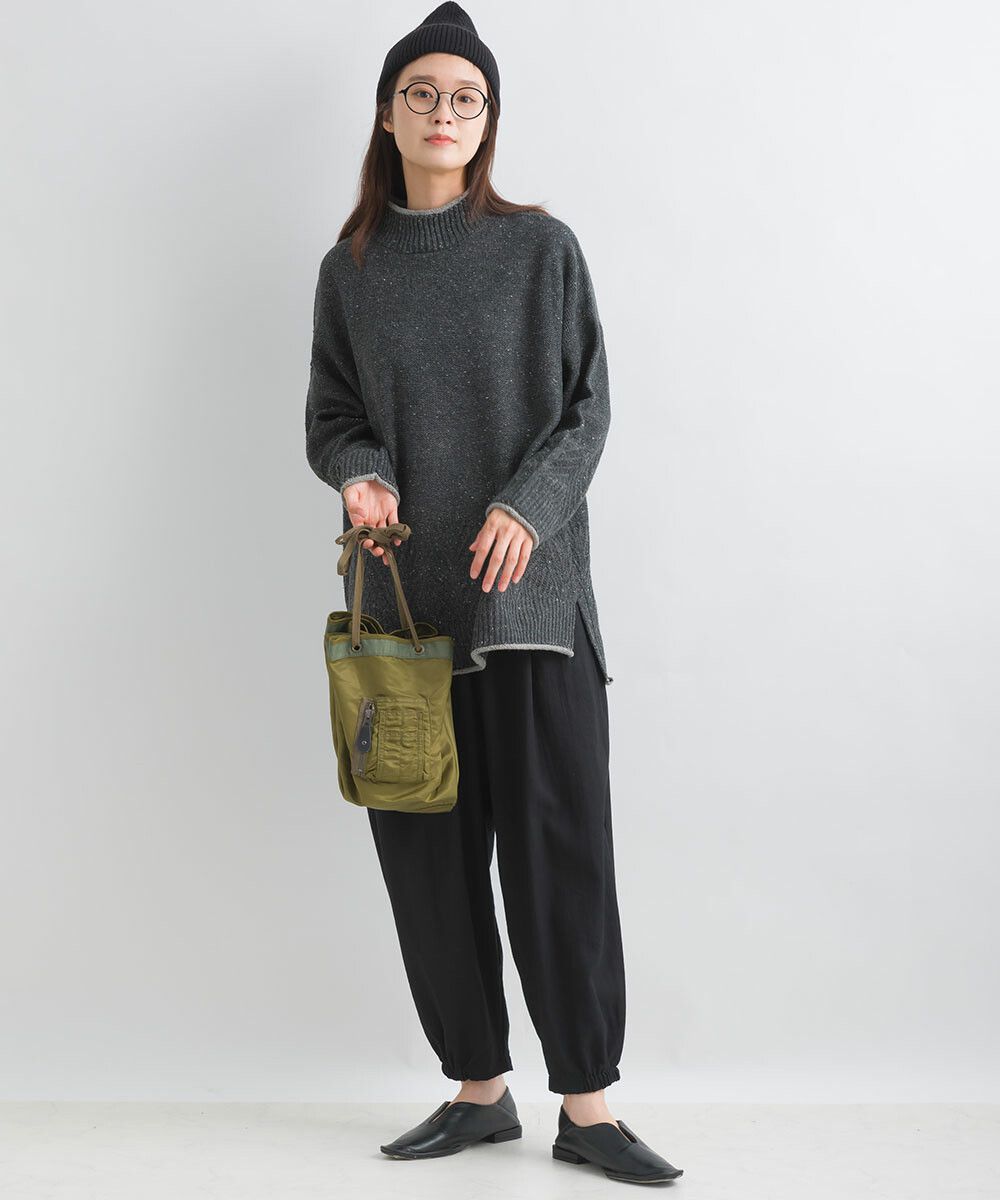 日本女裝代購 - 葉子紋編織滾邊針織毛衣-咖啡