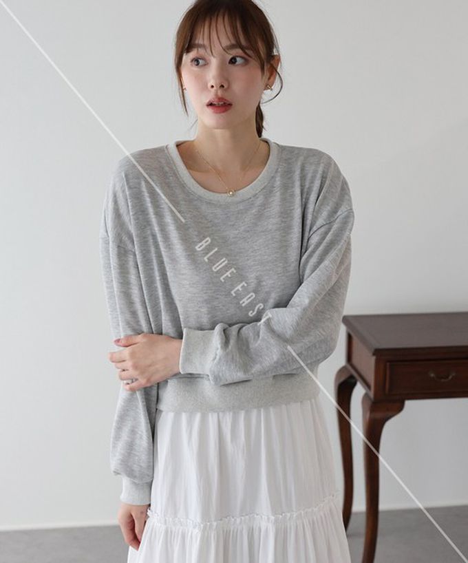 日本 BLUE EAST - 俏麗假二件分層澎盈長袖洋裝-淺灰 (M)