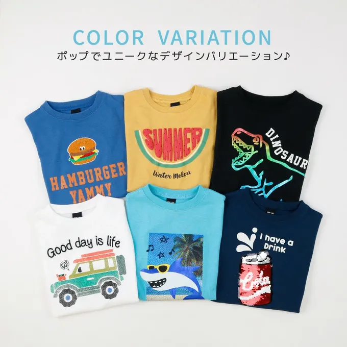 日本 ZOOLAND - 立體活潑印花短袖上衣-閃耀亮片汽水-水藍