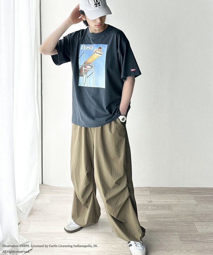 日本 Classical Elf - 設計師聯名 復古印花寬版T恤-跳水男孩-白