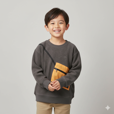 akachan honpo - 仿羔皮呢休閒上衣-深灰色