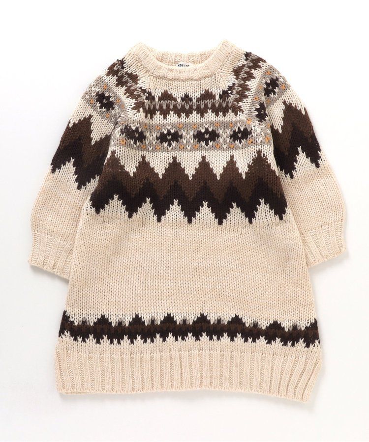 日本 BREEZE - 歐風柔軟針織洋裝-球心柄-聖誕紅