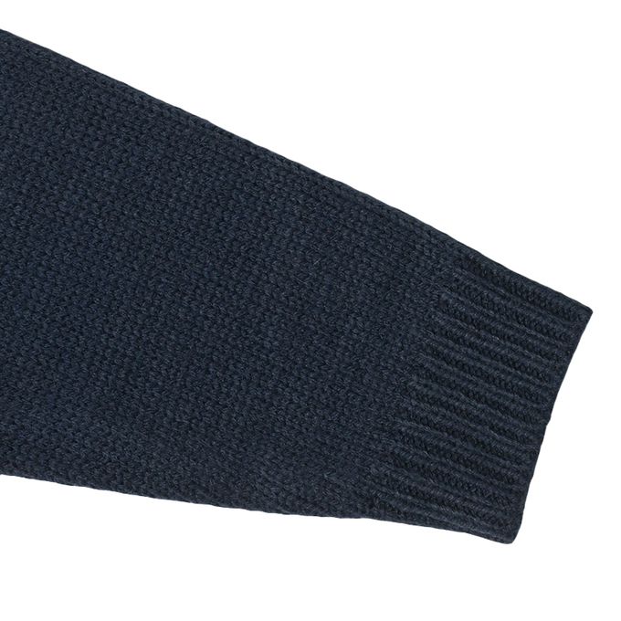 akachan honpo - 針織休閒上衣-緹花-深藍色