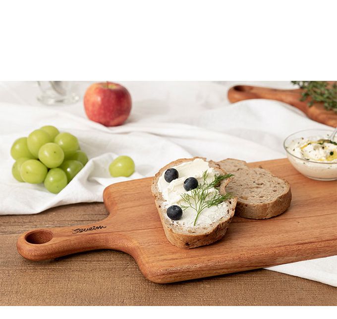 韓國 SSUEIM - 桃花心木製把手長方形砧板/托盤40x19.5x2