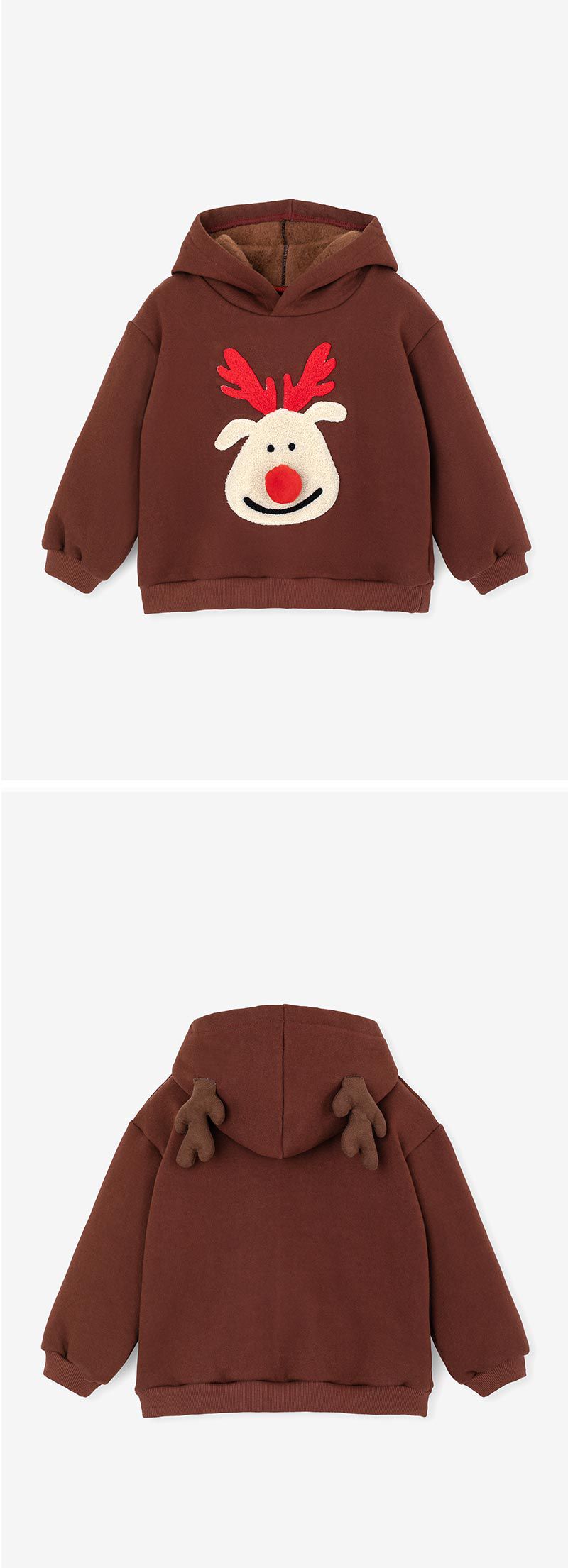 韓國 OZKIZ - (裏起毛)魯道夫連帽T/聖誕-咖啡