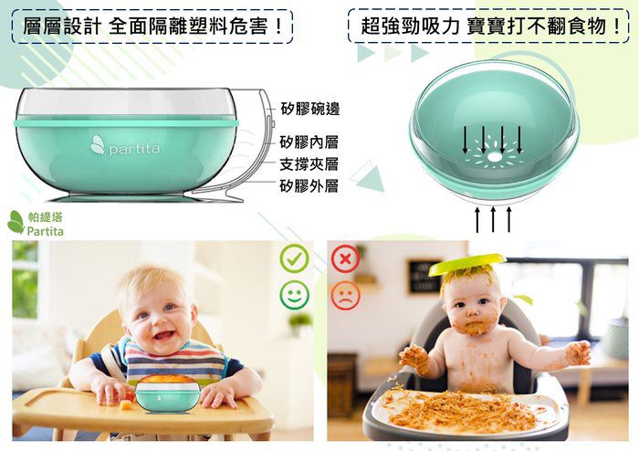 加拿大帕緹塔Partita - 矽膠吸盤碗-圓形-粉色 (450ml)-13.5x13.5x6cm