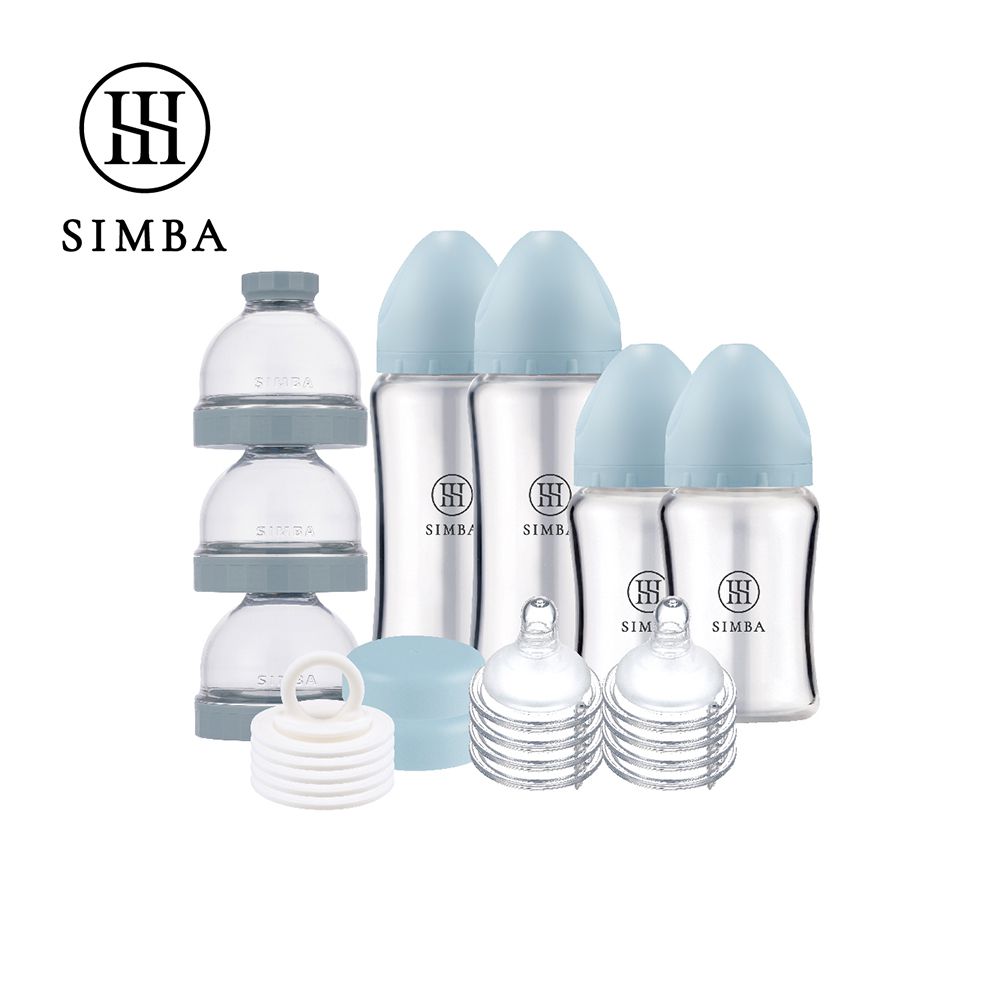 蘊蜜質金玻璃寬口奶瓶人氣口碑組-晨藍