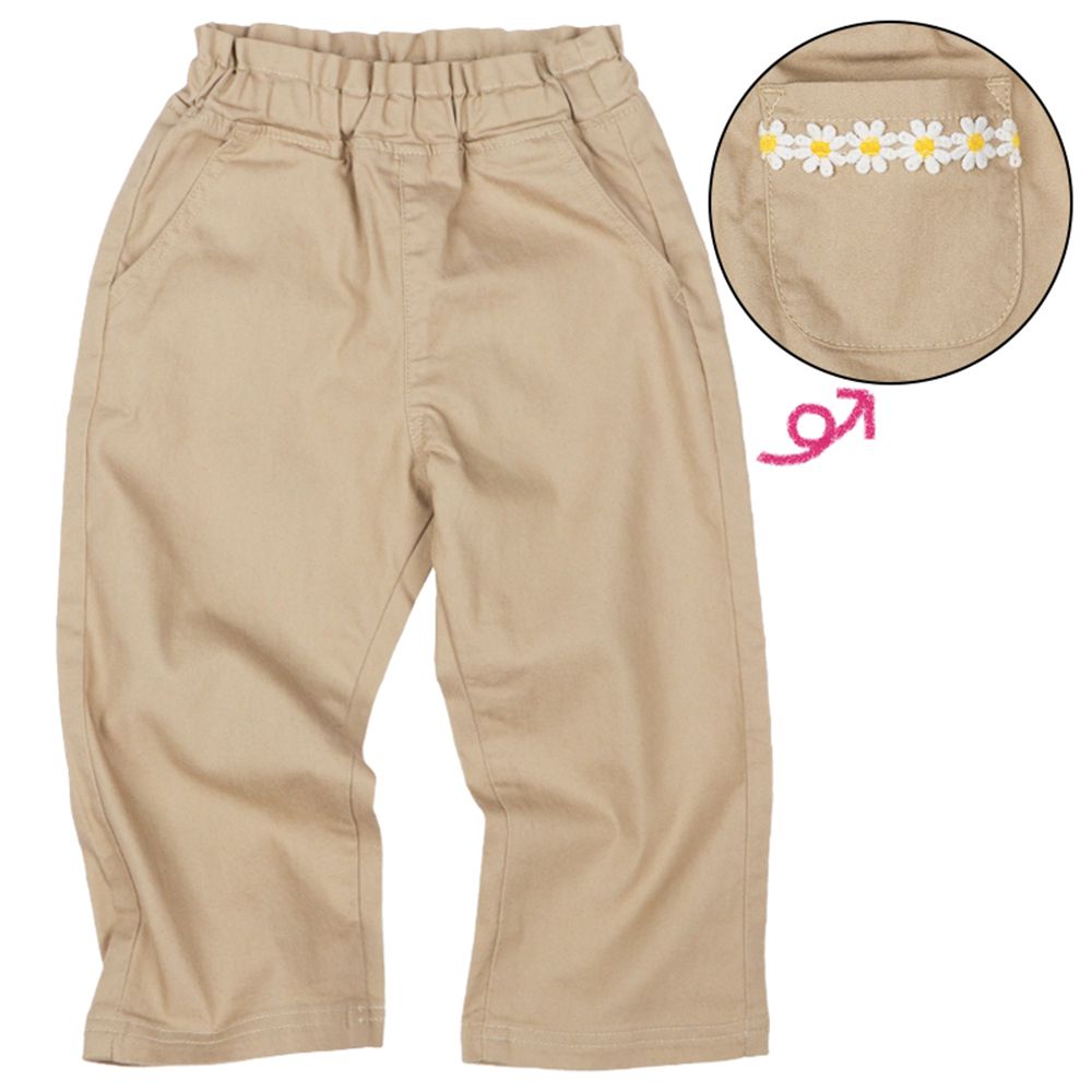 10分褲-口袋蕾絲-淺卡其色