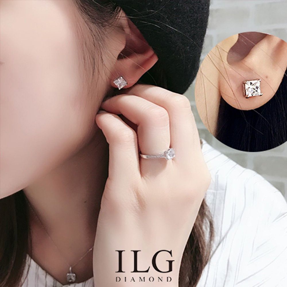 美國ILG鑽飾 - 永恆之夏-八心八箭耳環-主鑽0.5克拉