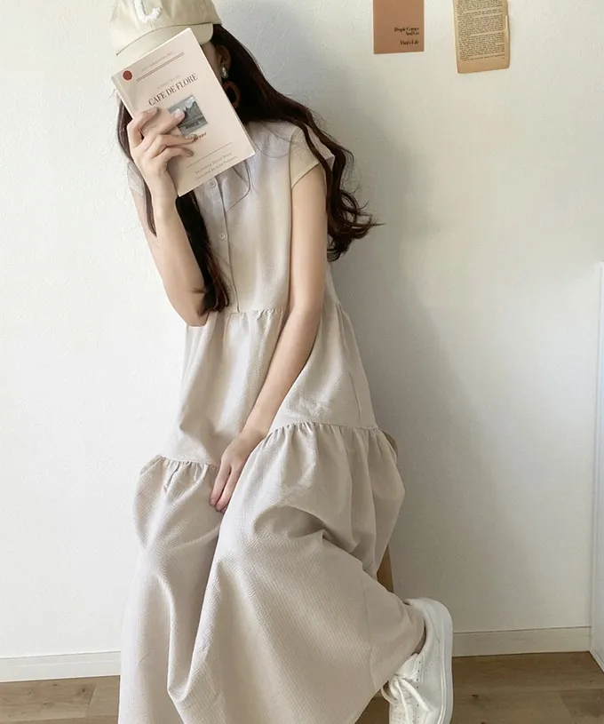 日本 Classical Elf - 襯衫式A字甜美法式袖洋裝-黑