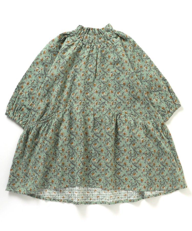 日本 BREEZE - 微立領宮廷風傘狀長袖洋裝-素面-紅