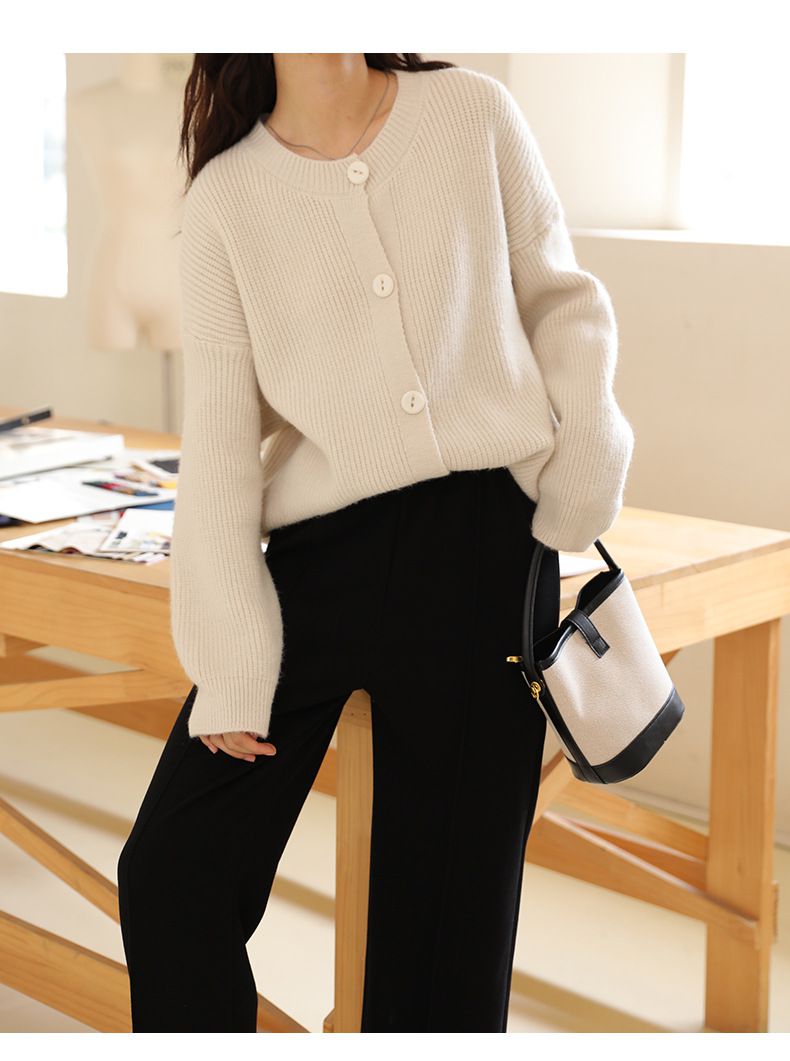 高腰直筒垂墜感闊腿長褲-灰色