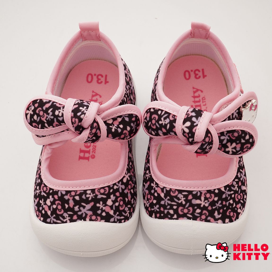 HELLO KITTY - 台灣製清新碎花公主休閒鞋款(中小童段)-休閒鞋-黑