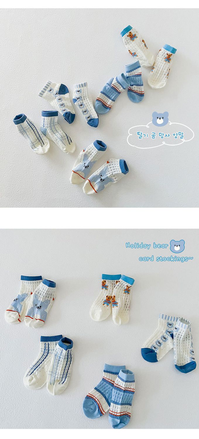 JB clothes - 五入一組-1168假日小熊網眼襪