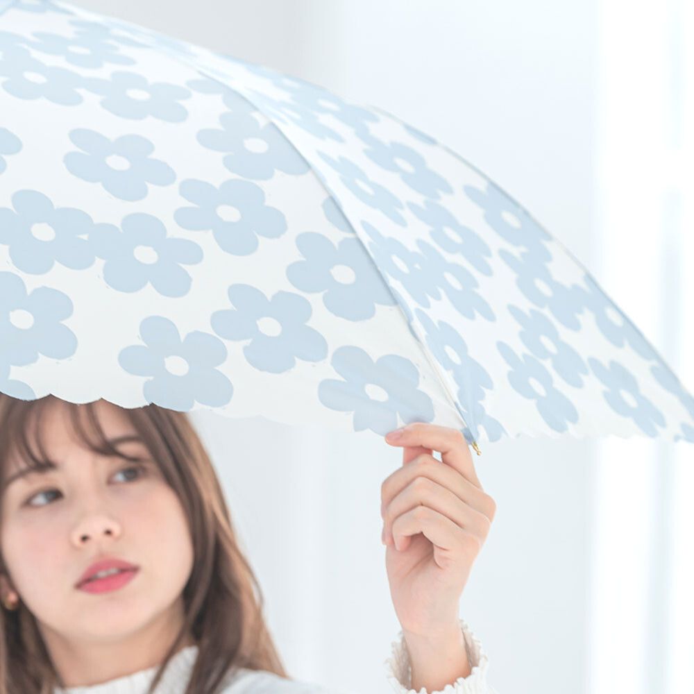 日本中谷 - 北歐花花直傘/雨傘-卡其 (傘骨60cm)