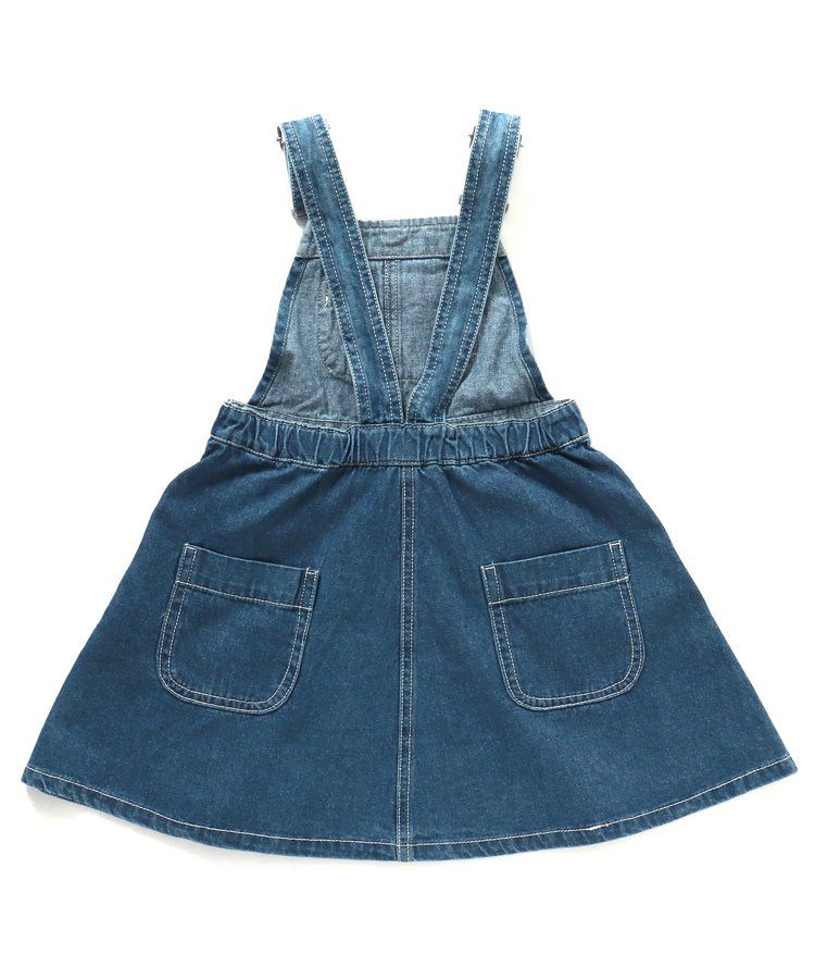 日本 BREEZE - 多口袋厚磅吊帶A字牛仔裙-海軍藍