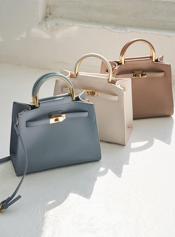 日本 GRL - 2way金屬拼接手把手提包/側背包-薄荷