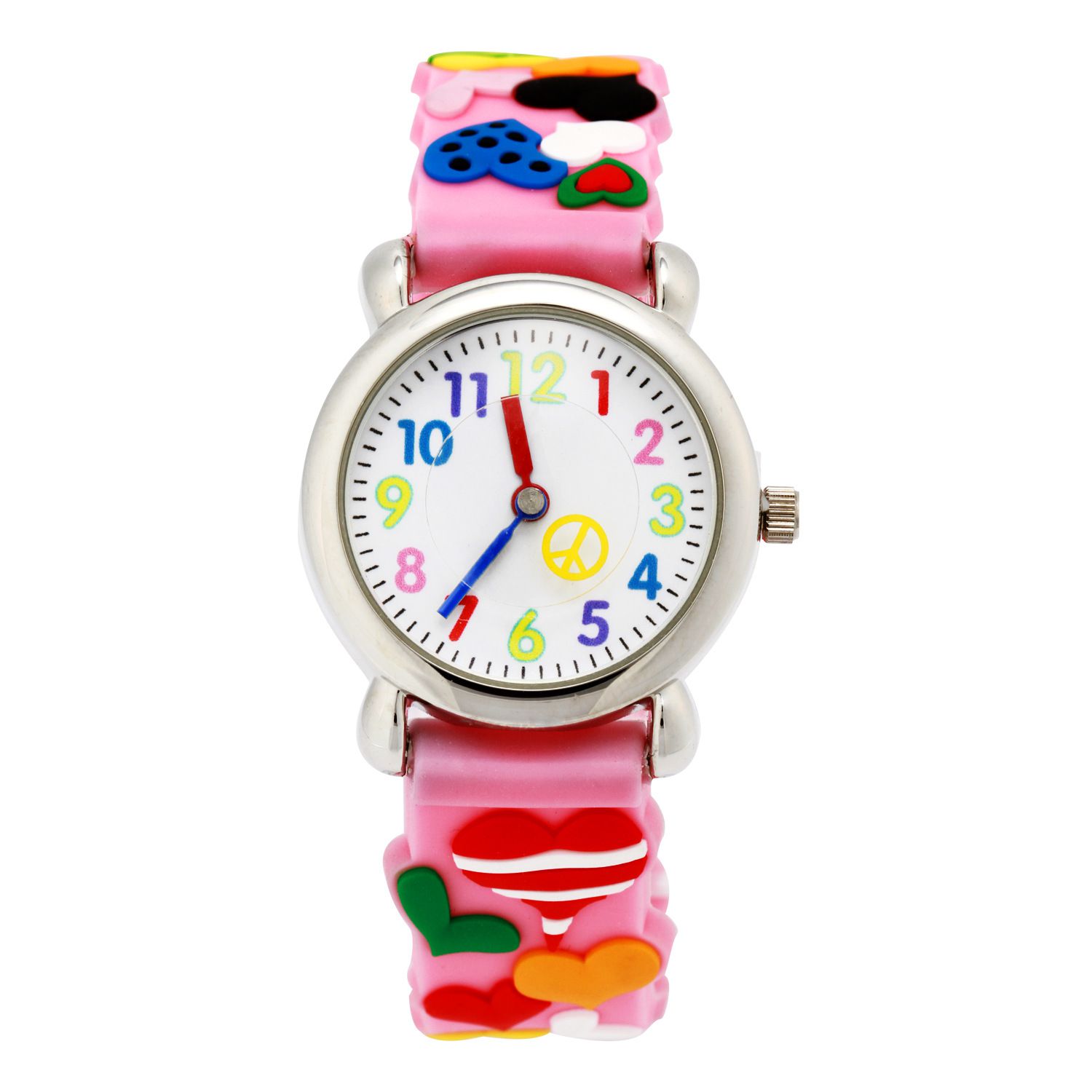 3D立體卡通兒童手錶-經典小圓錶-粉色大愛心
